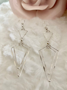 3 Dimensional Double Triangle Earrings