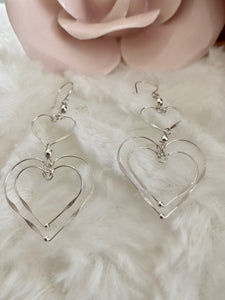 3 Dimensional Double Heart Earrings