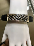 Chevron Leather Bracelet with Sterling Silver