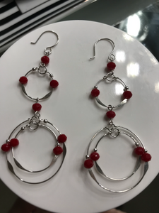 Double Circle Beaded Red